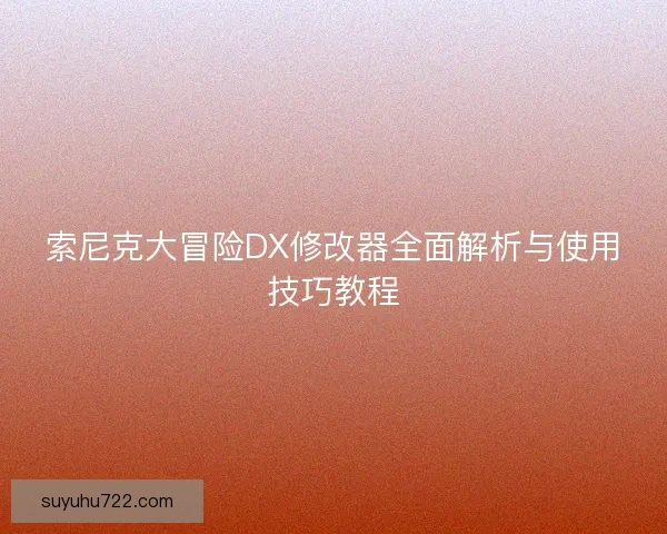 索尼克大冒险DX修改器全面解析与使用技巧教程
