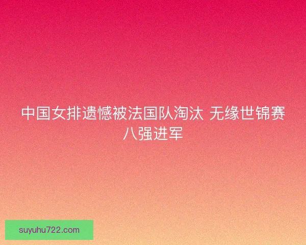 中国女排遗憾被法国队淘汰 无缘世锦赛八强进军 中国女排遗憾被法国队淘汰 无缘世锦赛八强进军