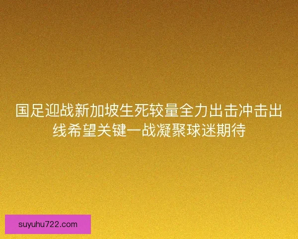 国足迎战新加坡生死较量全力出击冲击出线希望关键一战凝聚球迷期待 国足迎战新加坡生死较量全力出击冲击出线希望关键一战凝聚球迷期待