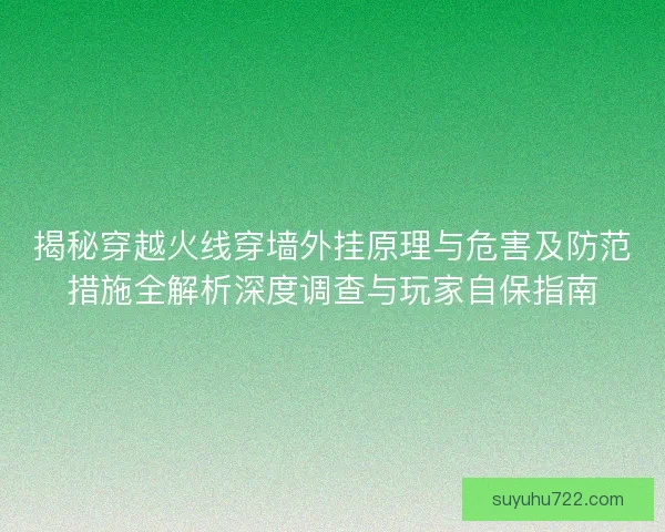 揭秘穿越火线穿墙外挂原理与危害及防范措施全解析深度调查与玩家自保指南 揭秘穿越火线穿墙外挂原理与危害及防范措施全解析深度调查与玩家自保指南