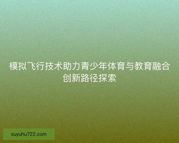 模拟飞行技术助力青少年体育与教育融合创新路径探索