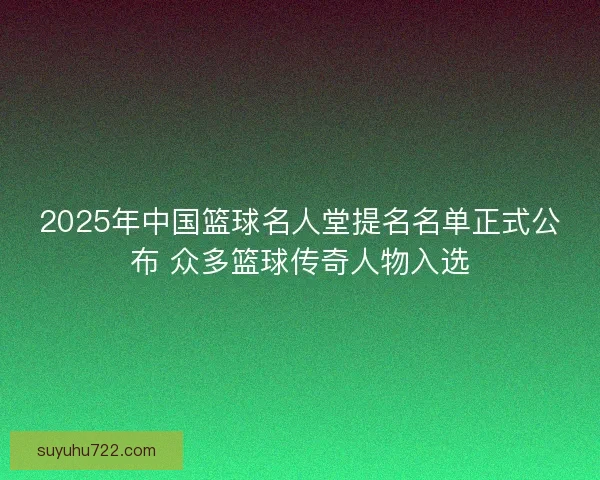 2025年中国篮球名人堂提名名单正式公布 众多篮球传奇人物入选