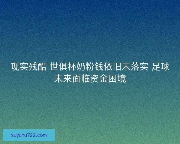 现实残酷 世俱杯奶粉钱依旧未落实 足球未来面临资金困境 现实残酷 世俱杯奶粉钱依旧未落实 足球未来面临资金困境
