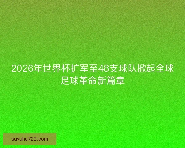 2026年世界杯扩军至48支球队掀起全球足球革命新篇章