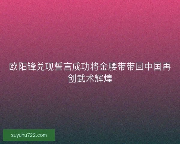 欧阳锋兑现誓言成功将金腰带带回中国再创武术辉煌